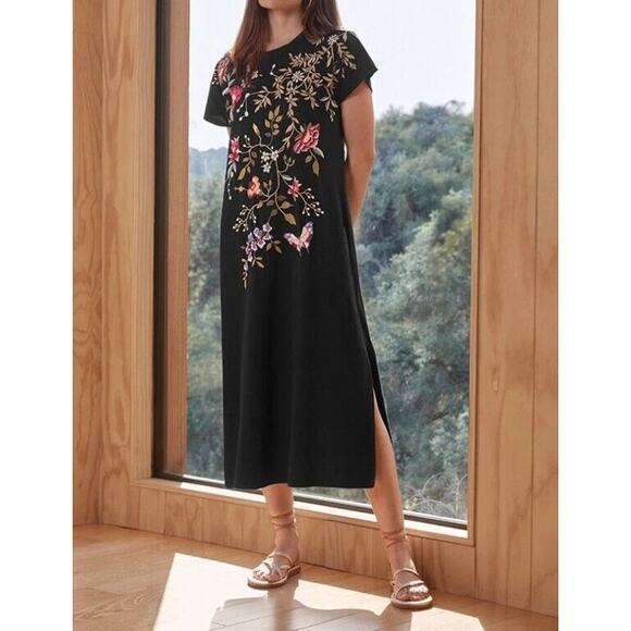 Johnny Was Dresses & Skirts - Johnny Was Dress Womens Large Osaka Relaxed Knit Embroidered Floral Boho Midi